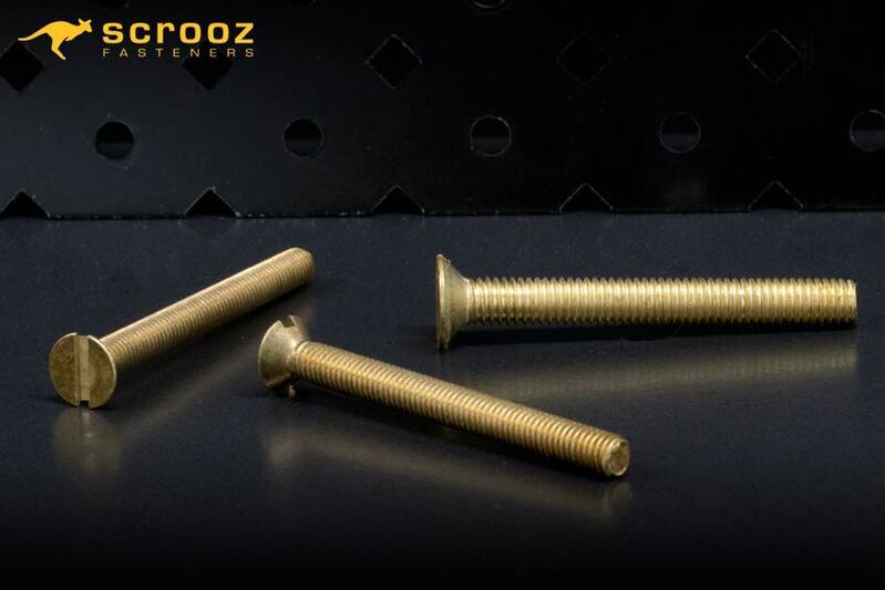 M4 x 20mm Brass CSK Slot Machine Screw Box 100