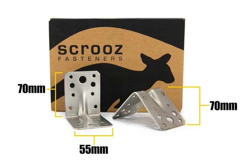 HD Angle Bracket Stainless 70x70x55 x 2mm Box 20