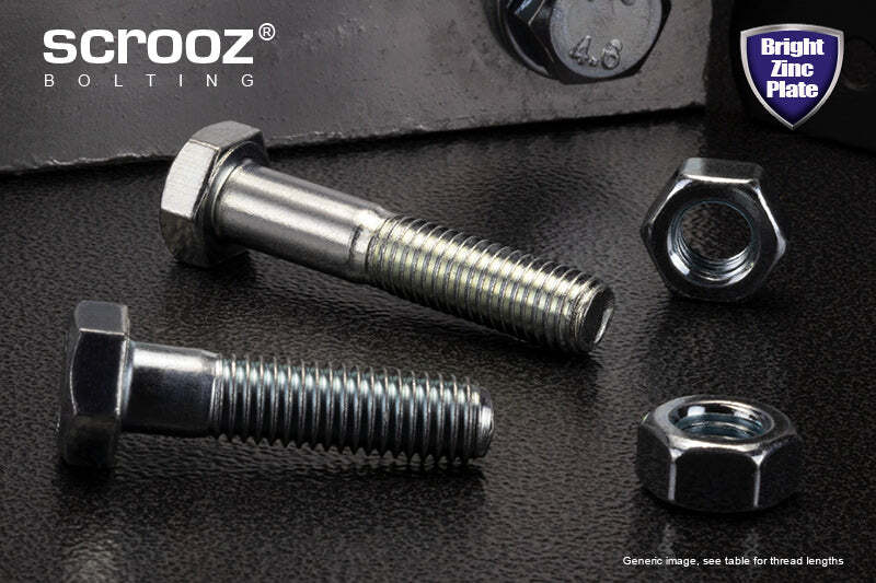 M12 x 75mm Hex Bolts & Nuts BZP Box 50