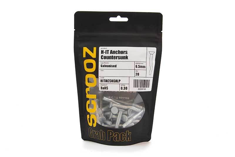 H-IT Anchors CSK Galv 6.5 x 100mm Pack 20