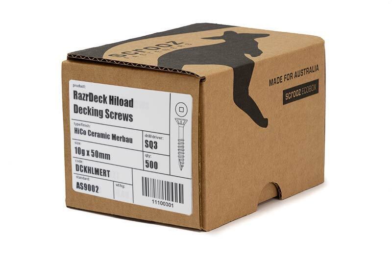 10g x 50mm HighLoad Merbau Deck Screw Box 500