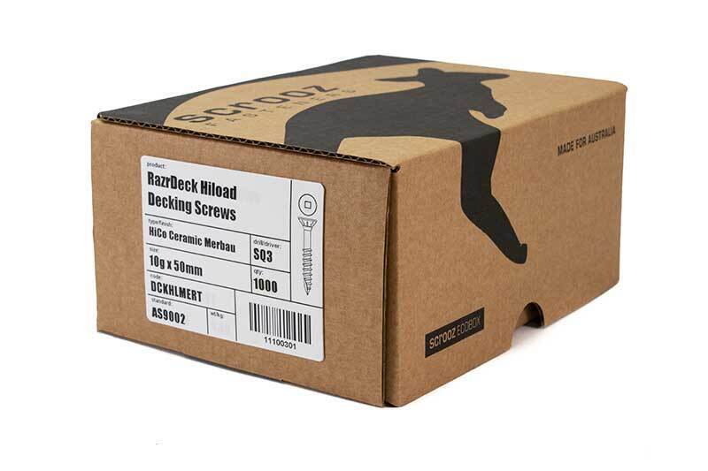 10g x 50mm HighLoad Merbau Deck Screw Box 1000