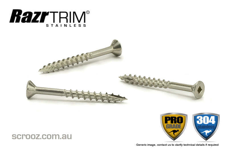 8g x 25mm RazrTrim Stainless Screws Box 500
