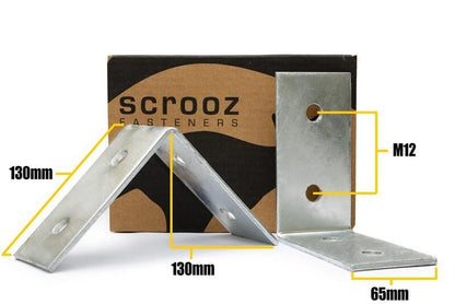 Angle Bracket M12 - 130x130x65x5mm Carton 40