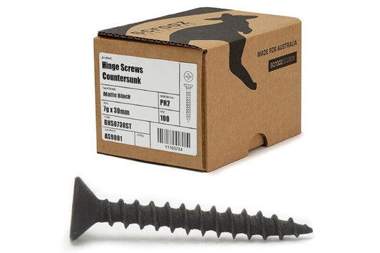 7g x 30mm Matte Black Hinge Screws Pack 100