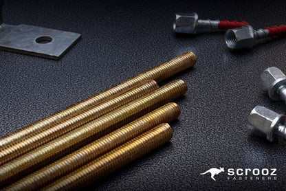 M12 x 1m Allthread Rod Gold Zinc Gr8.8 Box 10