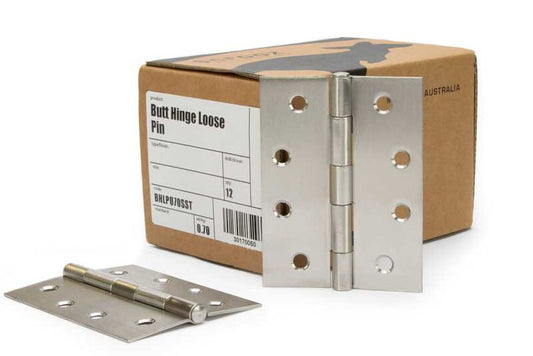 Butt Hinge Loose Pin Satin 304SS 100x75 Box 12