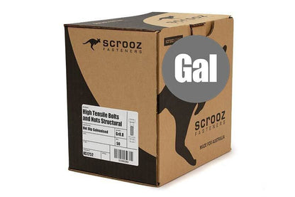 M12 x 100mm Structural Bolts GAL Trade Box of 50