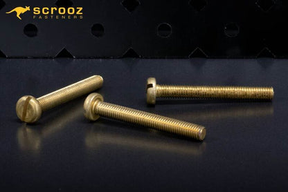M5 x 12mm Brass PAN Slot Machine Screw Box 100