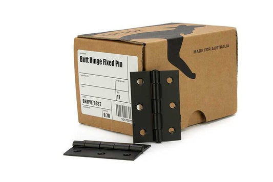 Butt Hinge Fixed Pin Matte Black 70x50 Box 12