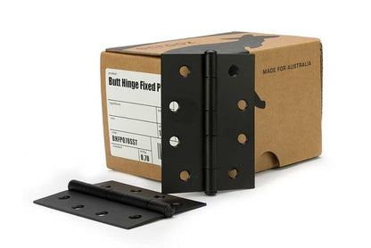 Butt Hinge Fixed Pin Matte Black 100x75 Box 12