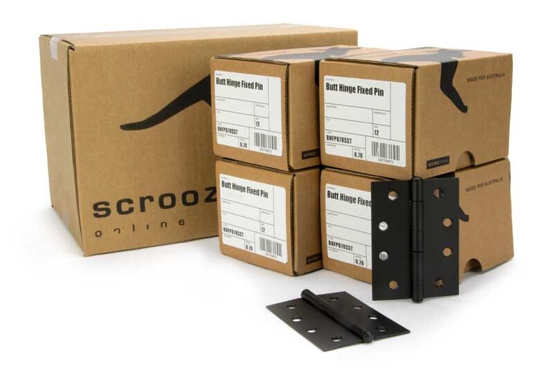 Butt Hinge Fixed Pin Matte Black 100x75 CTN 48