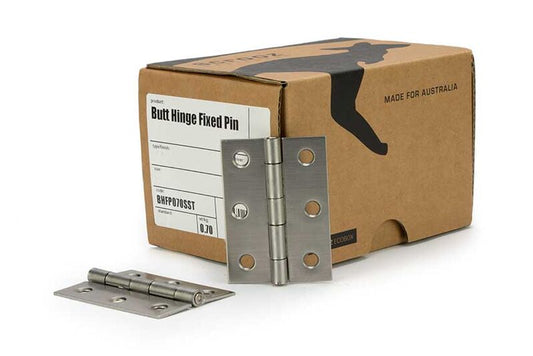 Butt Hinge Fixed Pin Satin 304SS 70x50 Box 12