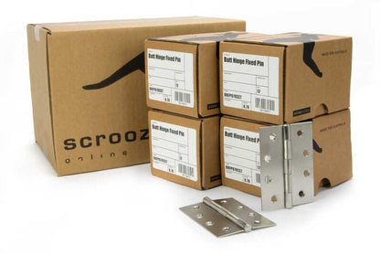 Butt Hinge Fixed Pin Satin 304SS 100x75 CTN 48