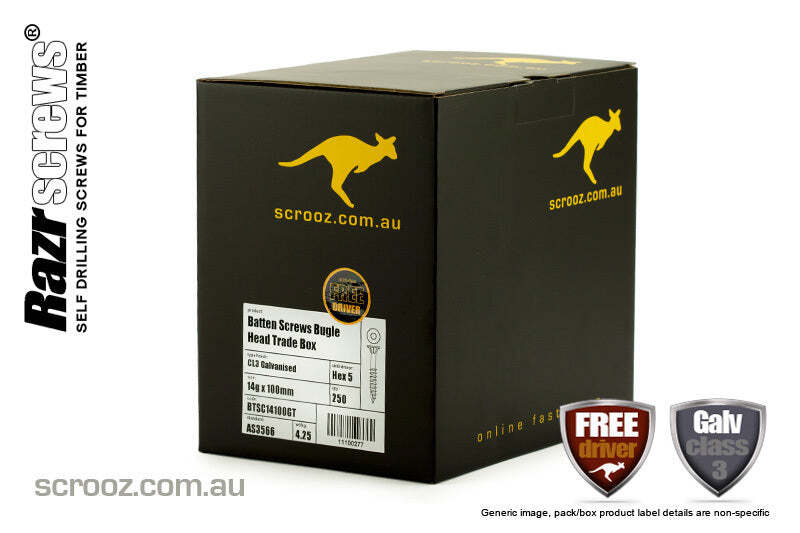 14g x 65mm Bugle Batten GAL Bulk Carton 1000