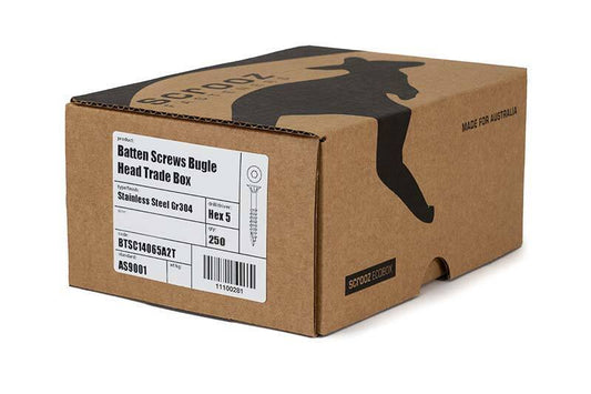 14g x 75mm Batten Screws Gr304 Stainless box 250