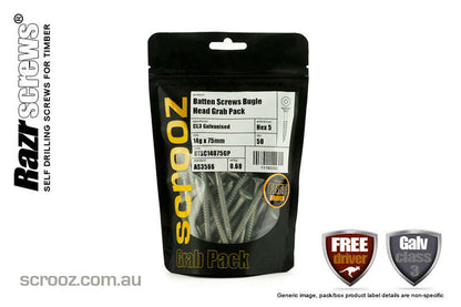 14g x 150mm Bugle Batten Screws GAL pack of 25