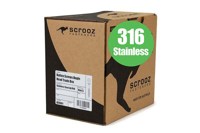 14g x 100mm Batten Screws Gr316 Stainless box 250