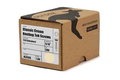 Classic Cream 10g x 25mm Roofing Tek Screw Box 500