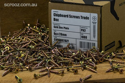 Chipboard Screws PH2 8g x 25mm YZP Trade Box 500