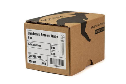Chipboard Screws PH2 8g x 41mm YZP Trade Box 500