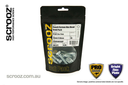 8mm x 40mm Coach Screws Zinc Plated Grab pack 20