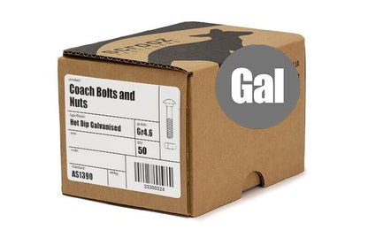M6 x 75mm Coach Bolts GAL Trade Box of 50
