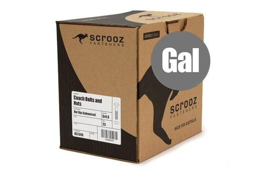 M12 x 180mm Coach Bolts GAL Trade Box of 25