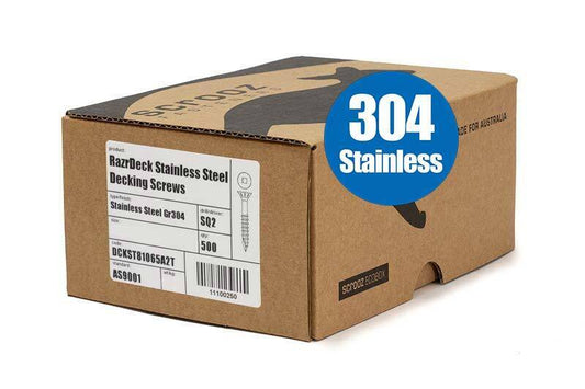 10g x 50mm 304 Stainless Decking Screws box 500