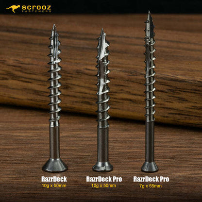 7g x 55mm Razr 304Gr Pro Decking Screws pack 100