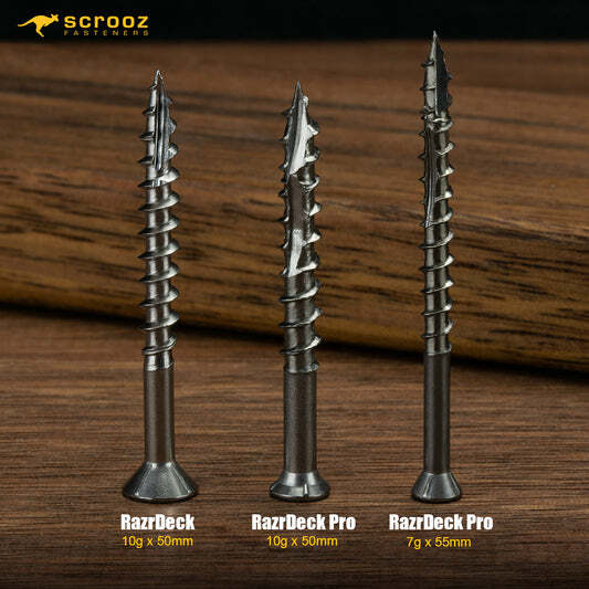 7g x 55mm Razr 304Gr Pro Decking Screws box 1000
