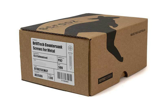 8g x 75mm Metal Tech CSK Galv box 500