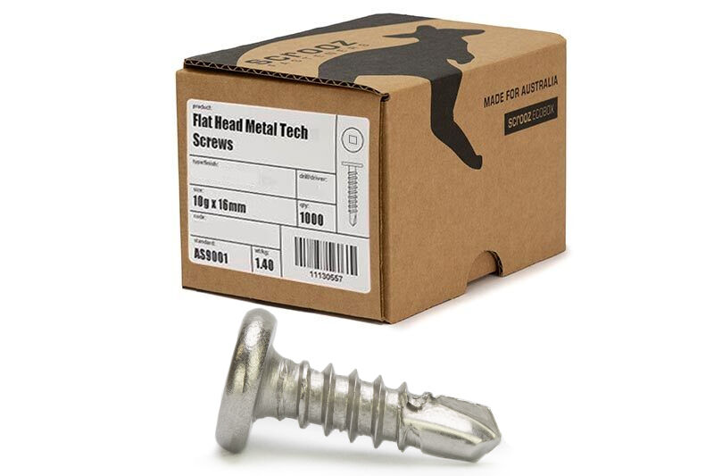 10g x 16mm Flat Head Metal Tech Gr304 Box 1000