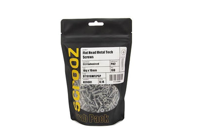 10g x 16mm Flat Head Metal Tech Gal pack 100