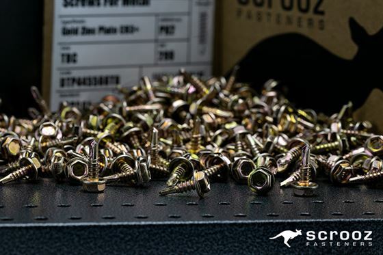 10g x 25mm Hex Metal Tech Screw Gold Zinc Pack 100