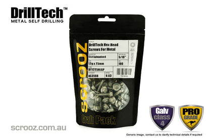 12g x 20mm Hex Metal Tech Screws CL4 pack 100