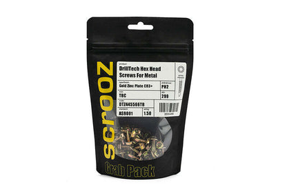 12g x 20mm Hex Metal Tech Screws Gold Zinc Pack 50