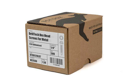 12G X 25MM HEX METAL TECH SCREWS CL4 BOX 250