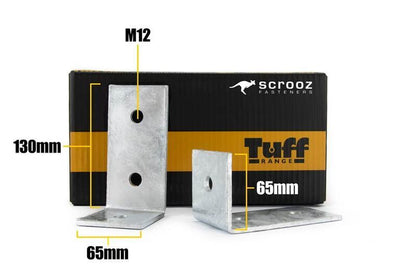 Angle Bracket M12 - 65x130x65x5mm Box 25