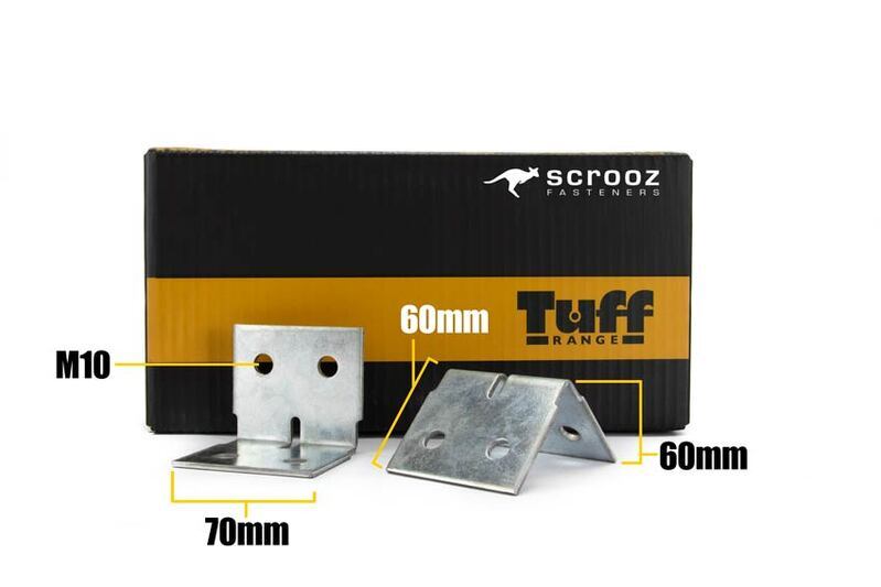 HD Angle Brkt Gal M10 - 60x60x70 x 3mm Box 50