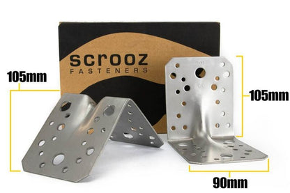 HD Angle Bracket Stainless 105x105x90 x 2mm Box 20