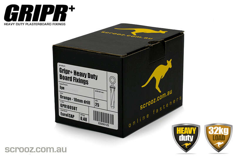 Gripr plasterboard fixings orange eye box of 25