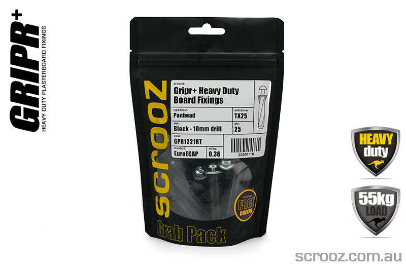 Gripr plasterboard fixings black pan pack 25