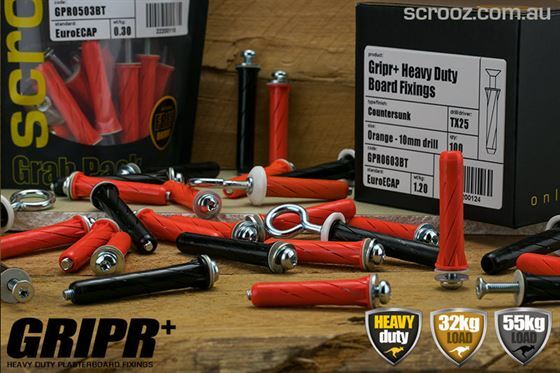 Gripr plasterboard fixings black pan pack 25