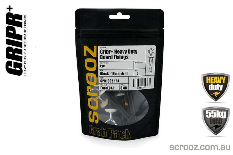 Gripr plasterboard fixings black eye pack of 5