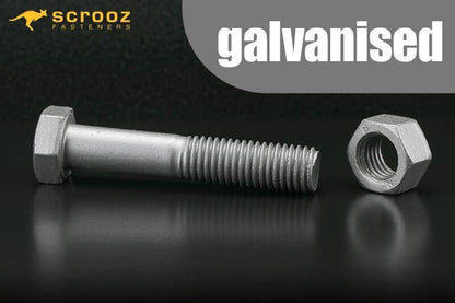 M8 x 65mm Hex Bolts & Nuts GAL Carton 200