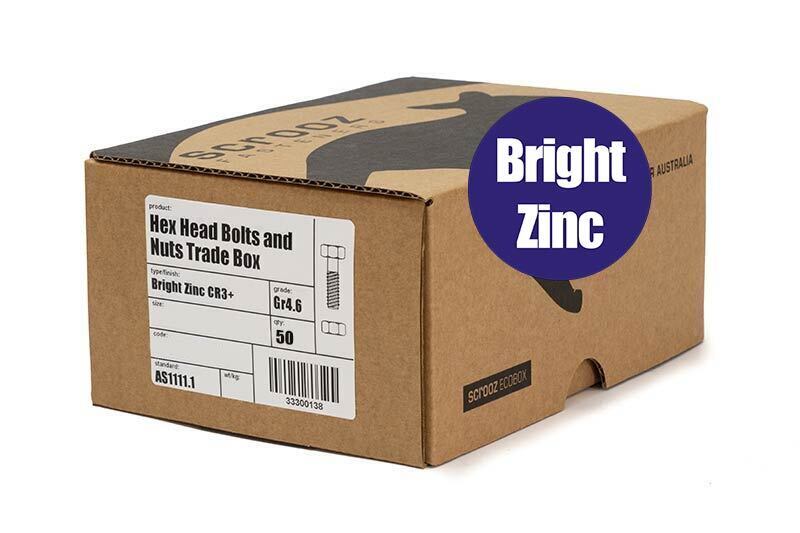 M8 x 120mm Hex Bolts & Nuts BZP Box 50