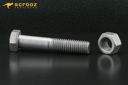 M16 x 130mm Hex Bolts & Nuts GAL Carton 100