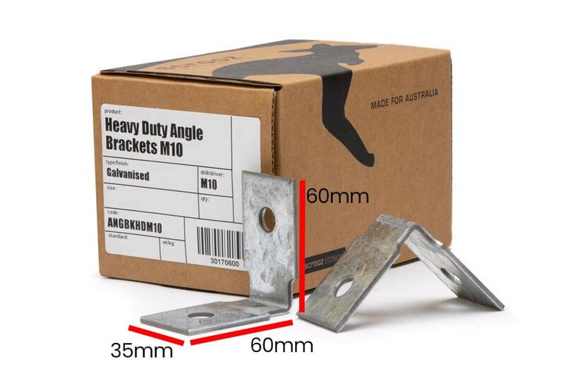 HD Angle Bracket Galv M10 - 60 x 60 x 35 Box 25