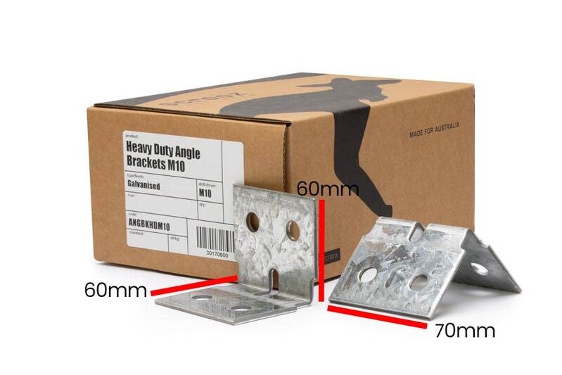 HD Angle Bracket Galv M10 - 60 x 60 x 70 Box 25